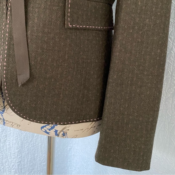 Rebecca Taylor Brown Blazer Tie Front Y2K - Picture 4 of 13